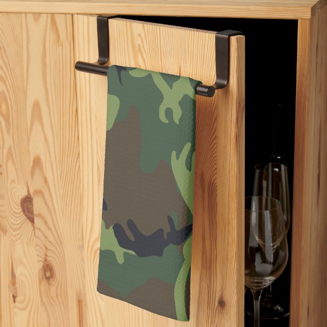 Grön kamouflage mönster, militär mönster, armé kökshandduk (Thirds Fold)