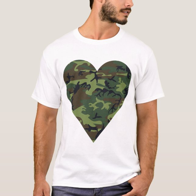 Grön kamouflage mönster, militär mönster, armé t shirt (Framsida)