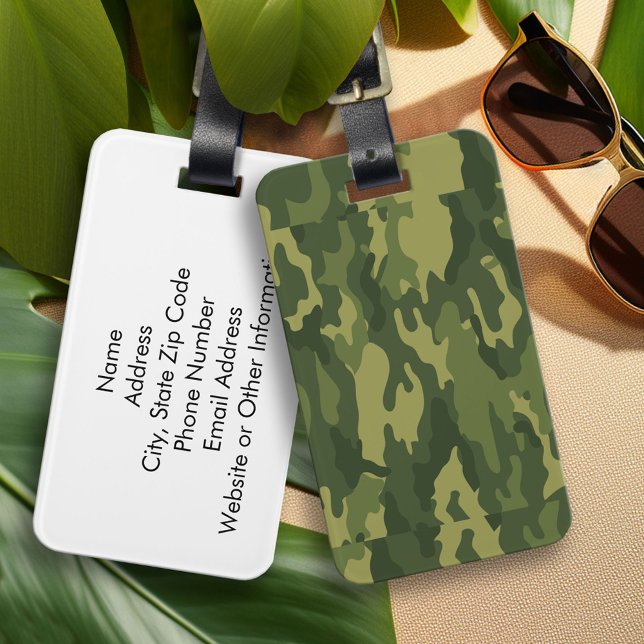 Grön kamouflageutskrift bagagebricka (Custom Luggage Tag)
