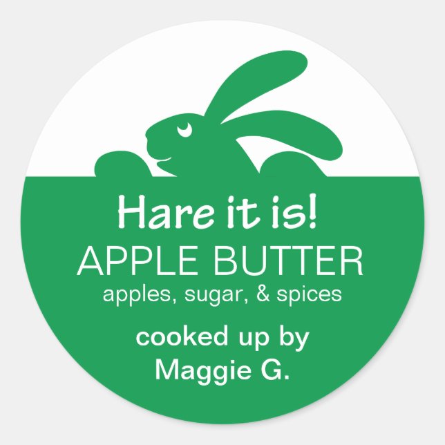 Grön kanin etikett på syltburk (Framsida)