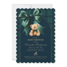 Grön Karoad Teddybjörn Pojke Babyshower Preppy