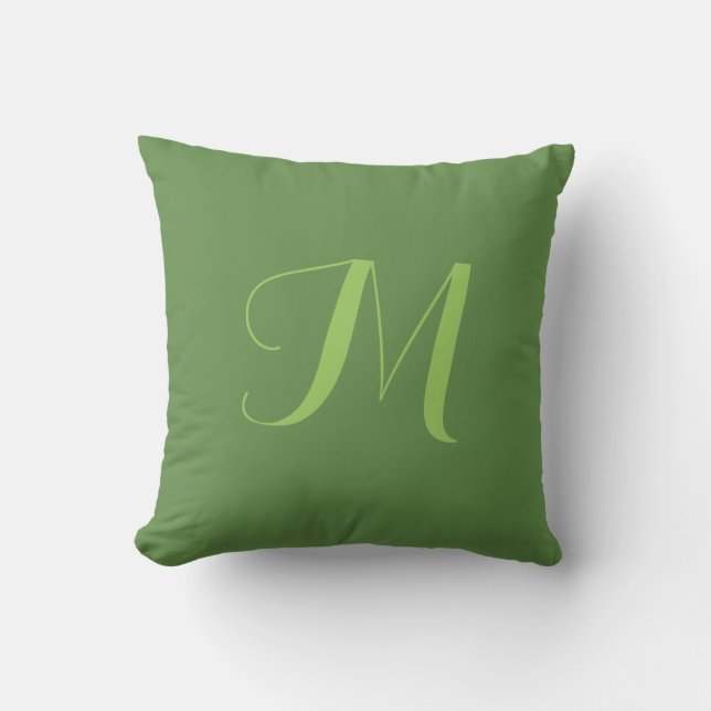Grön kastkudde - Lime Monogram Personlig Kudde (Framsida)