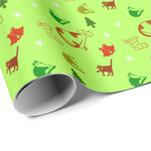 Grön kattälskare jul presentpapper