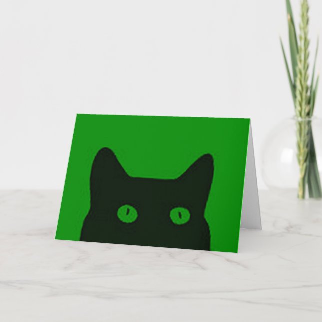 Grön kattunge katt jul perfekt semester helgkort (Framsida)