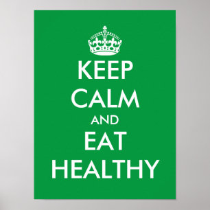 Grön Keep calm and eat healthy affisch