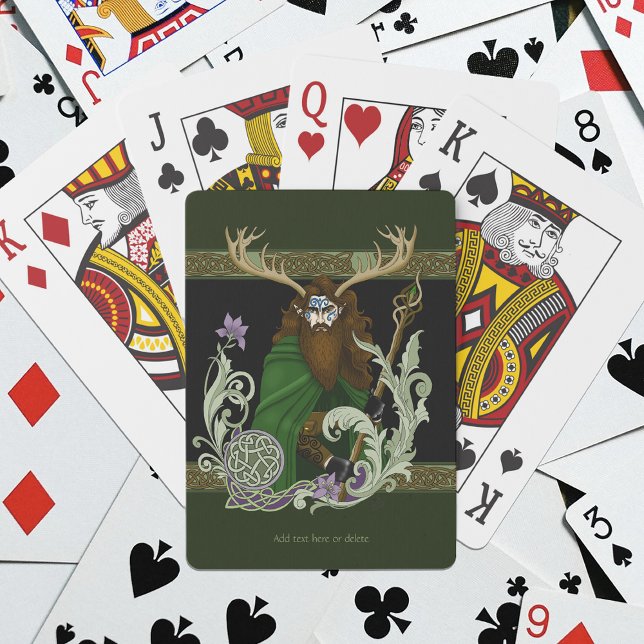 Grön keltisk hornprydd man  casinokort (Skapare uppladdad)