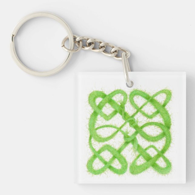 GRÖN KELTISK KNUT Fyrkantig akrylnyckelring (Framsidan)