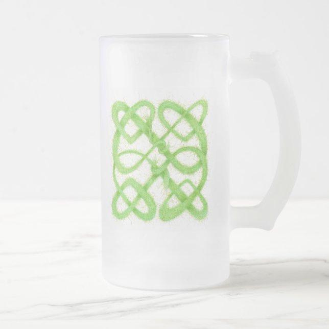 GRÖN KELTISK KNUT Hög Frostad Glas Mugg (Höger)