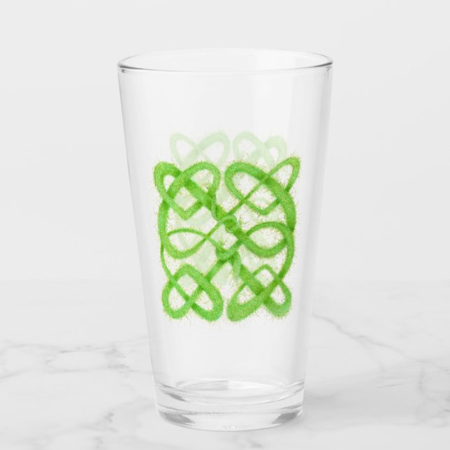 GRÖN KELTISK KNUT Pint Drickglas Glaskopp (Framsida)
