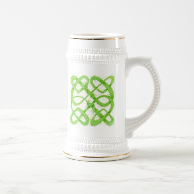 GRÖN KELTISK KNUT Vit och Guld Stein Sejdel (Höger)
