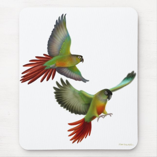 Grön kind Conures Mousepad Musmatta (Framsidan)