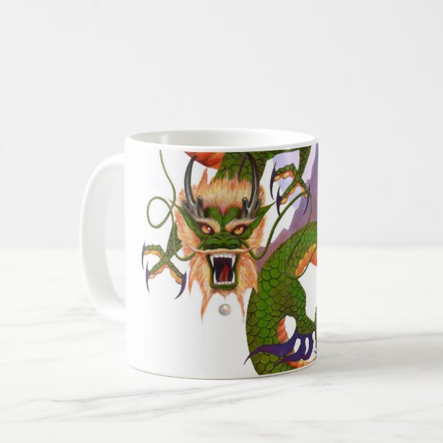 Grön kinesisk drake kaffemugg (Framsida vänster)
