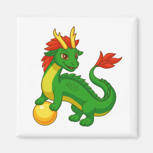 Grön kinesisk drake magnet