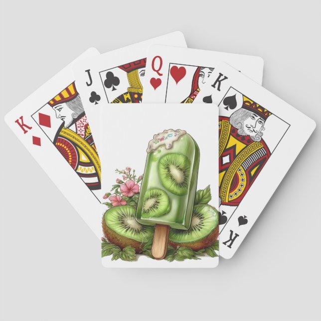 GRÖN KIWI-ISSTICK MED FRUKT CASINOKORT (Baksidan)