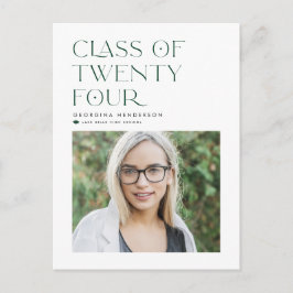 Grön klass 2024 Modern minimalistisk examen Vykort
