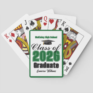 Grön klass 2026 anpassad examensfest casinokort