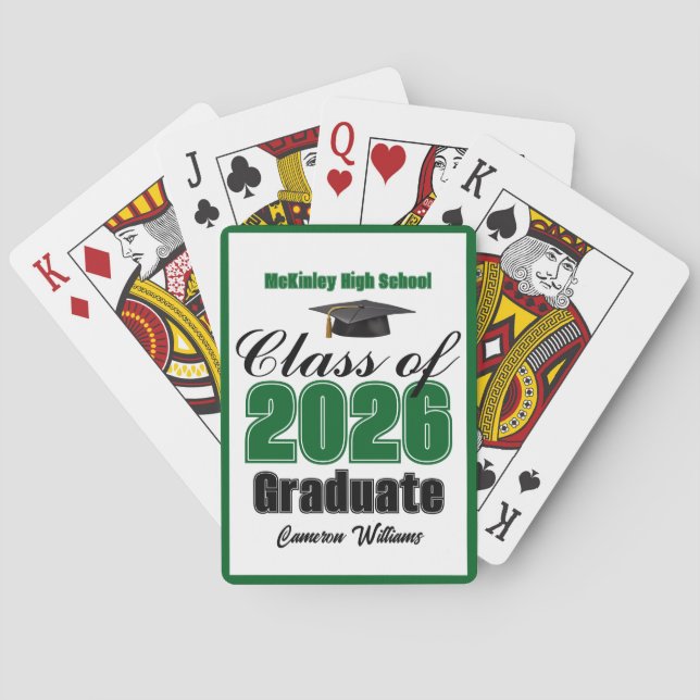 Grön klass 2026 anpassad examensfest casinokort (Baksidan)