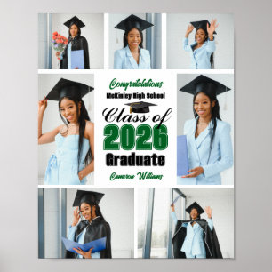 Grön Klass 2026 Examen Fest Fotocollage Poster