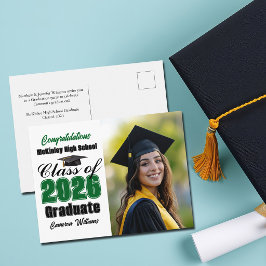 Grön klass 2026 examensfoto examen meddelande vykort