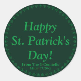 Grön klöverkant för lycklig St. Patricks dag anpas Runt Klistermärke