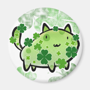 Grön klöverkatt magnet