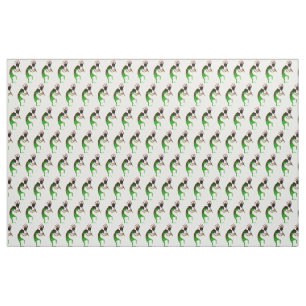 grön kokopelli på vit tyg