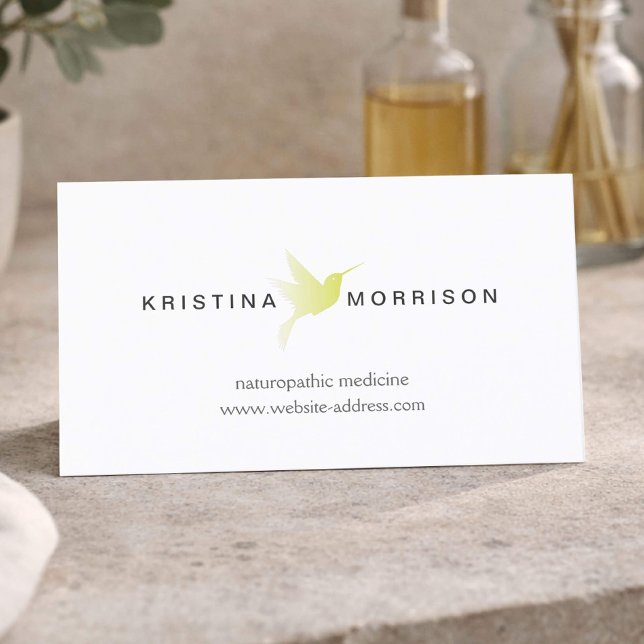 Grön kolibri-logotyp Naturopater, Sjukvård Visitkort (Skapare uppladdad)