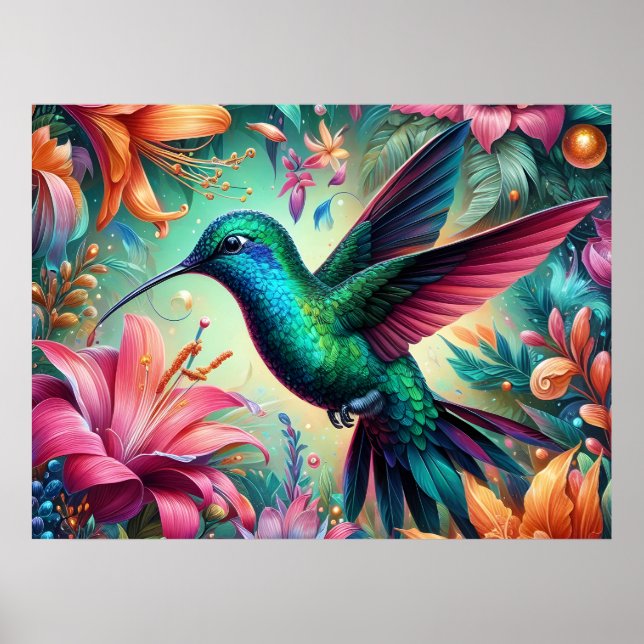 Grön kolibri poster (Framsidan)