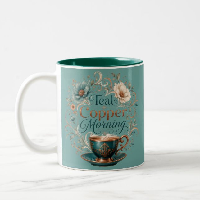 Grön Koppar Morgon Accent Mugg (Vänster)