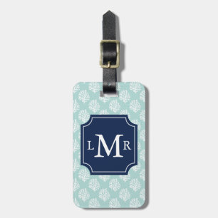 Grön korallrev för Mint och blåttMonogram Bagagebricka