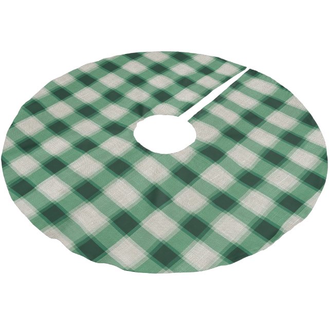 Grön krämruta julgransmatta borstad polyester (Vinklad)