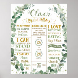 Grön krans Födelsedags Milssten Födelse statistik Poster