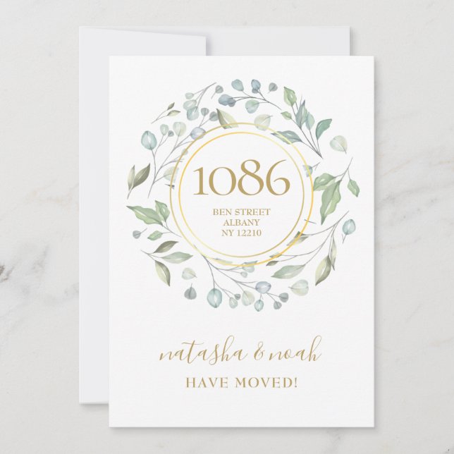 Grön krans guld ny adress anmälan (Framsida)