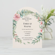 Grön krans med rosa blommor Romantiskt bröllop