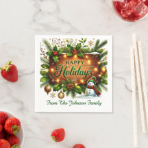 Grön krans på träsign Glad jul
