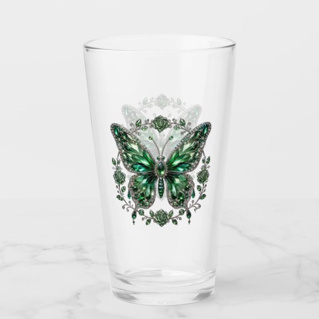 Grön Kristallfjäril | Blommig Ram Glaskopp (Framsida)