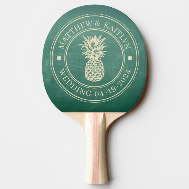 Grön Kritskrift Ananas Bröllopsnamn Pingisracket (Baksidan)