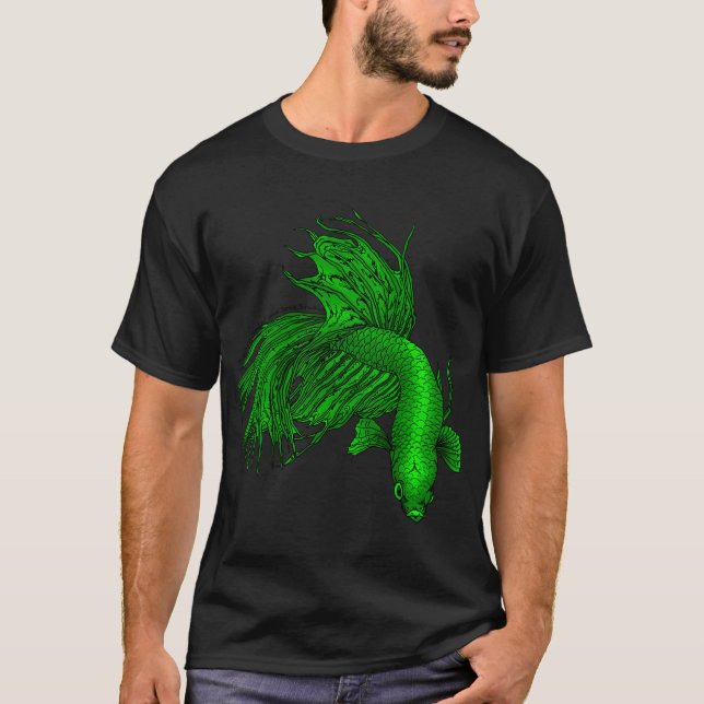 Grön kronstjärtstridandefisk t shirt (Framsida)