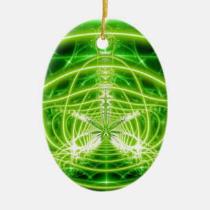 Grön krukalövFractal Julgransprydnad Keramik