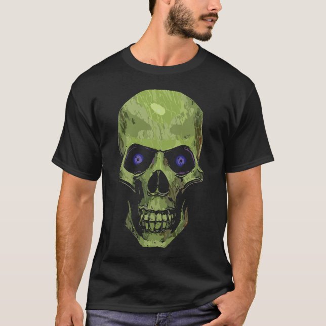 Grön kuslig skallekonst t shirt (Framsida)