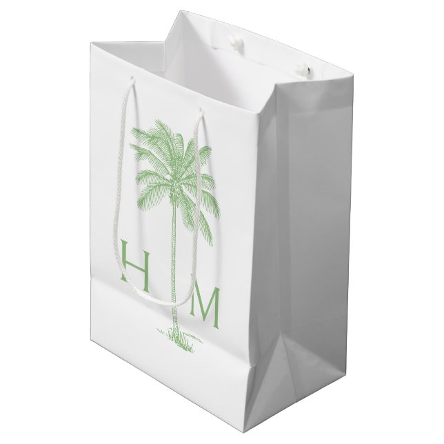 Grön kustpalmetto-palmmonogram (Framsidan Vinklad)