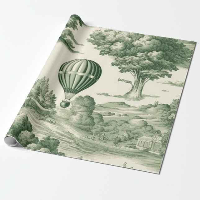 Grön landsbygd Varm luftballong Toile (4) Presentpapper (Utrullad)