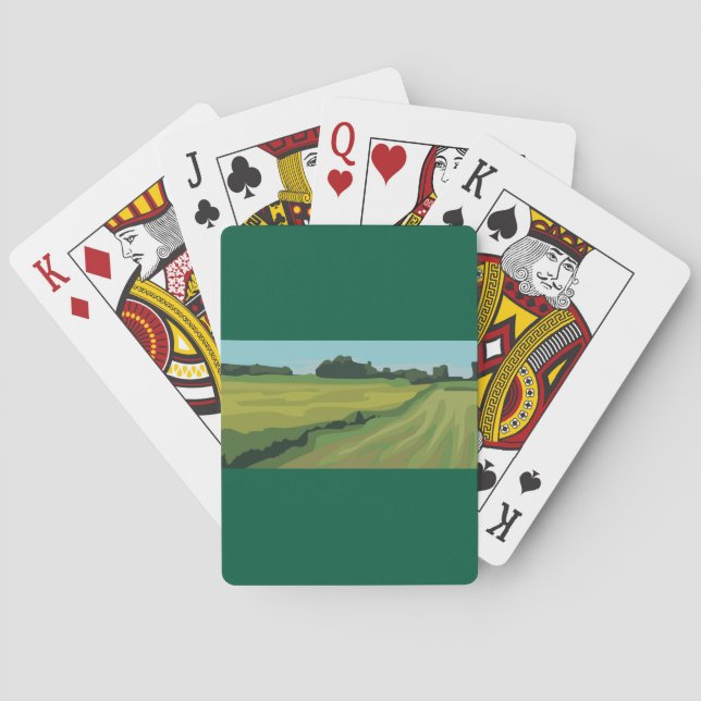 Grön landskapsvy casinokort (Baksidan)