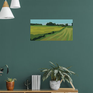 Grön lantlig landskapsbild poster