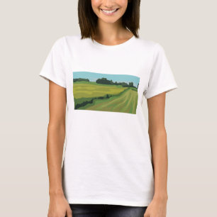 Grön lantlig landskapsbild t shirt