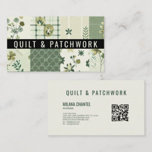Grön lapptäcke patchwork handgjorda kläder visitkort