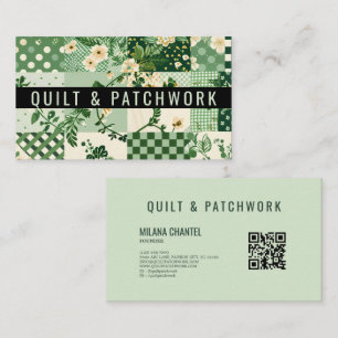Grön lapptäcke patchwork handgjorda kläder visitkort