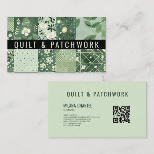 Grön lapptäcke patchwork handgjorda kläder visitkort