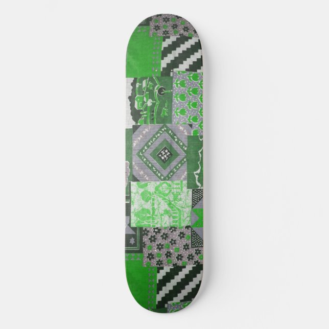 Grön lapptäcke skateboarddäck skateboard bräda 21,5 cm (Framsida)