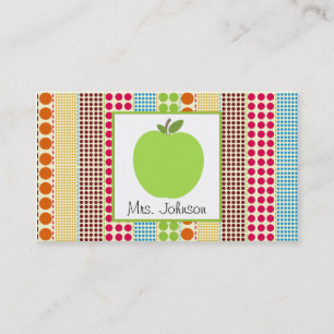 Grön lärare för Apple multifärgadpolka dots Visitkort